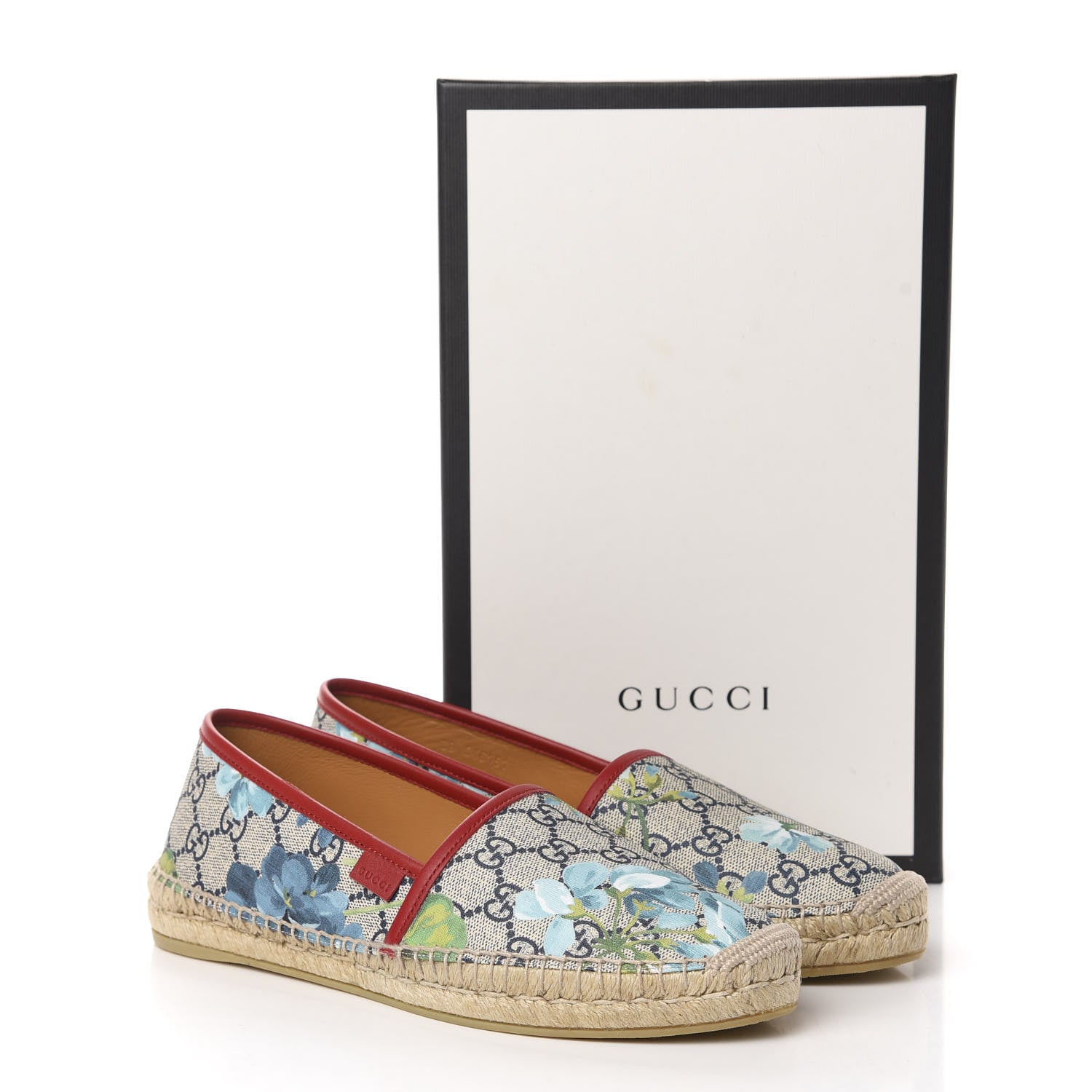 Gucci GG Supreme Monogram Blooms Espadrilles 39 Beige Blue Navy Hibiscus Red 10 of 10