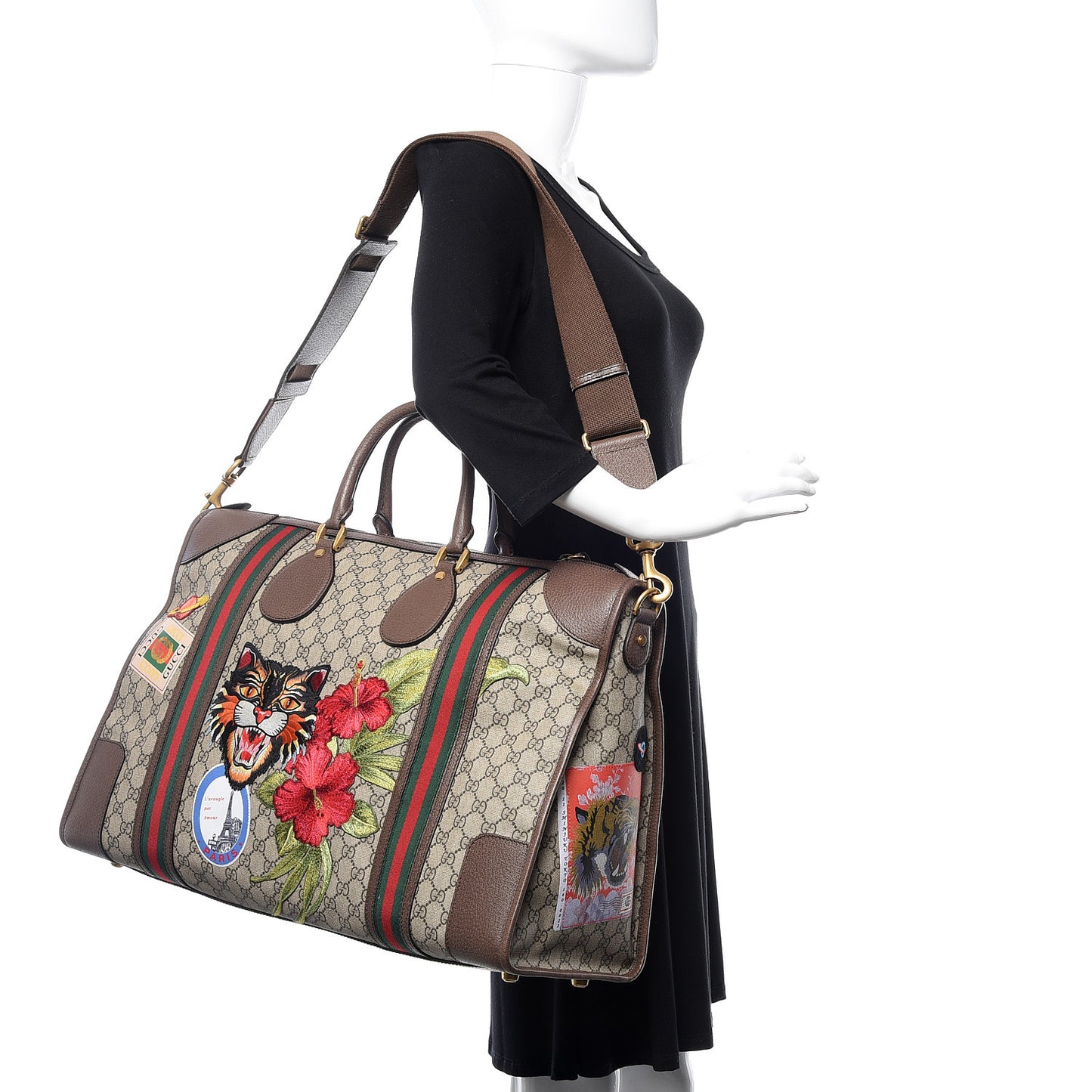 Soft GG Supreme Monogram Courrier Large Duffle Bag Beige New Acero Multicolor