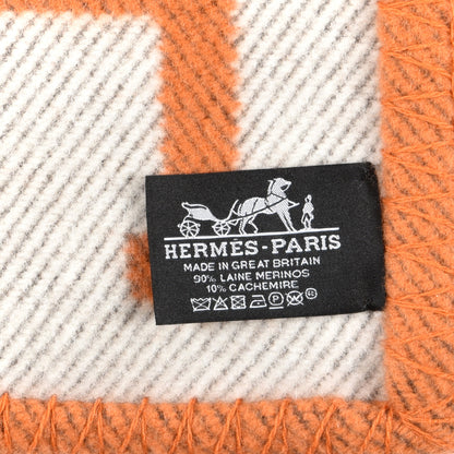 Hermes Wool Cashmere Avalon Blanket Ecru Potiron 3 of 3