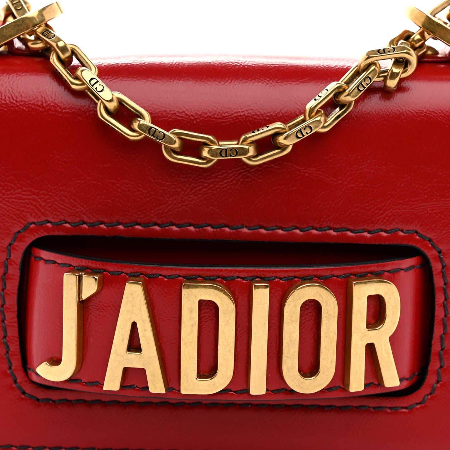 Calfskin Mini J'Adior Chain Flap Bag Spicy Red