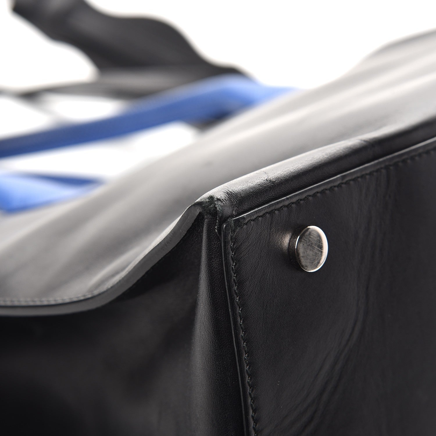 Balenciaga Calfskin Karung Padlock Nude Work S Top Handle Black Electric Bleu 12 of 17