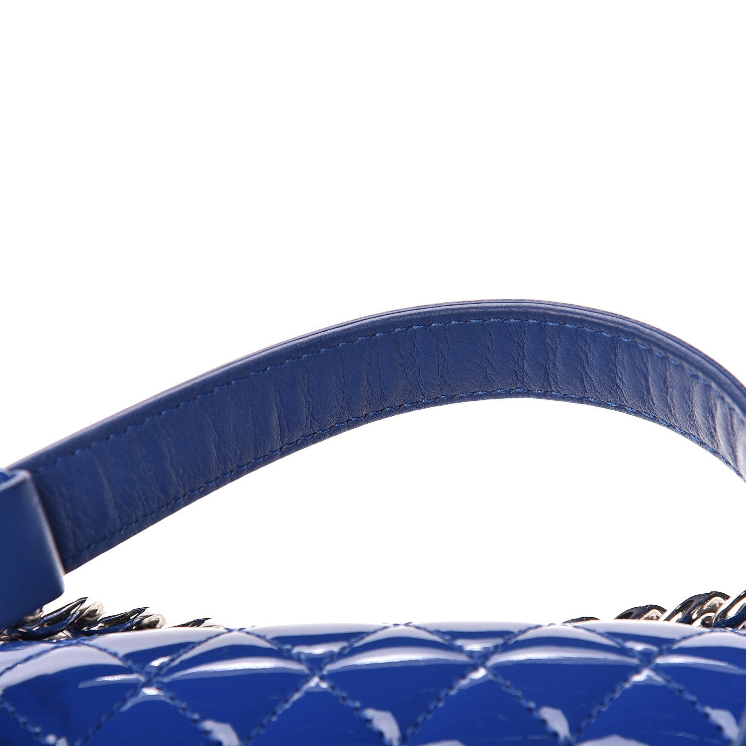 Chanel Patent Calfskin Quilted Medium Plexiglass Boy Flap Blue 15 of 15