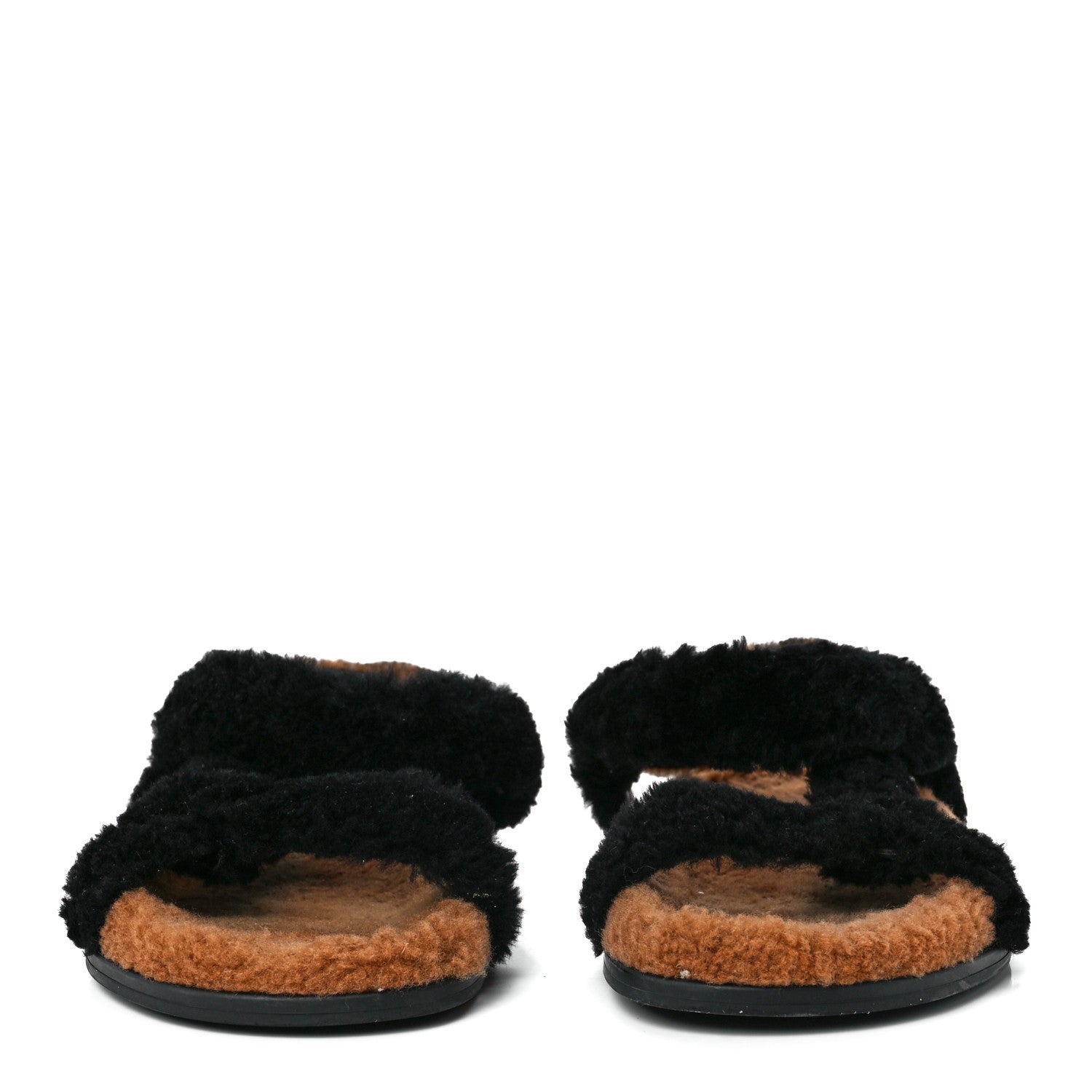Fendi Shearling FF Fendi Feel Sandals 39 Tobacco Black 2 of 8