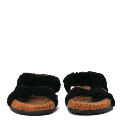 Fendi Shearling FF Fendi Feel Sandals 39 Tobacco Black 2 of 8