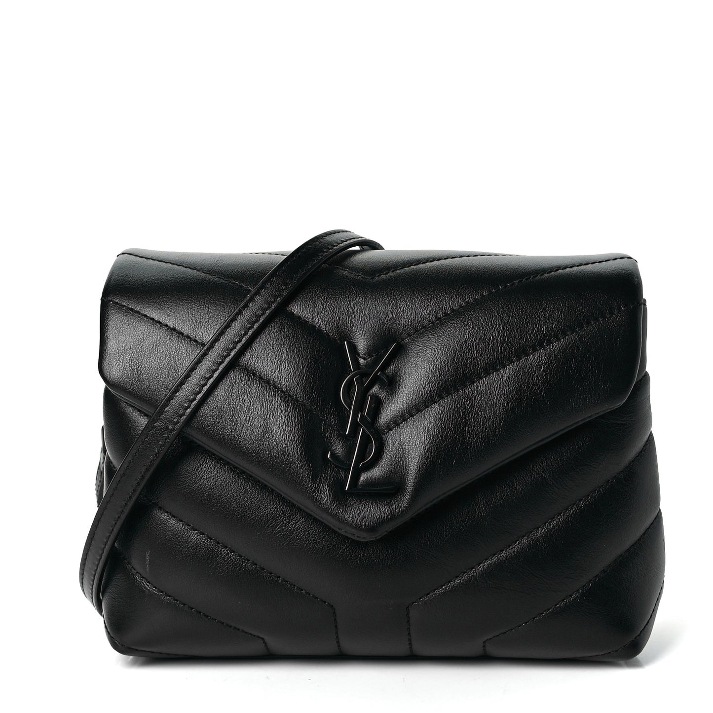 Calfskin Y Quilted Monogram Toy Loulou Crossbody Bag Black