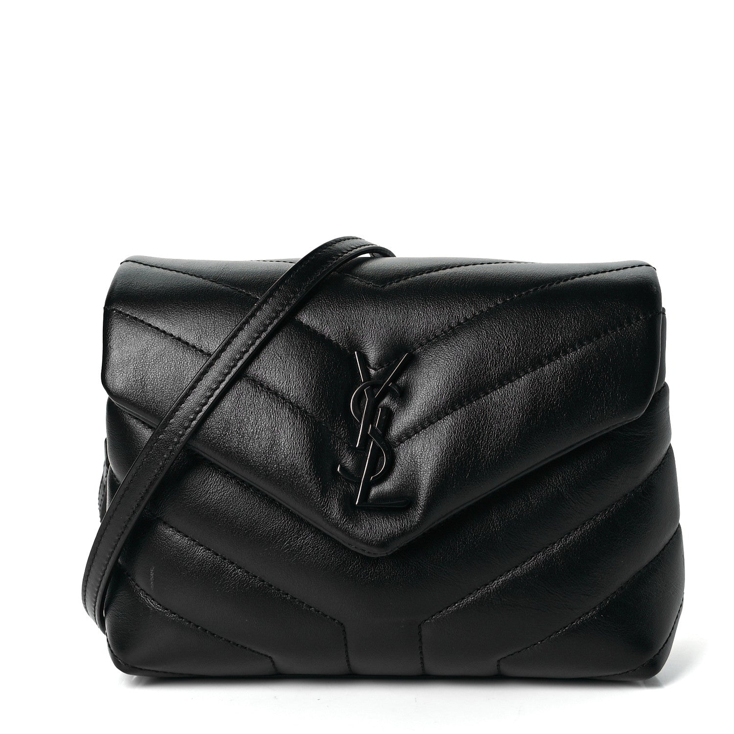 Saint Laurent Calfskin Y Quilted Monogram Toy Loulou Crossbody Bag Black 1 of 8