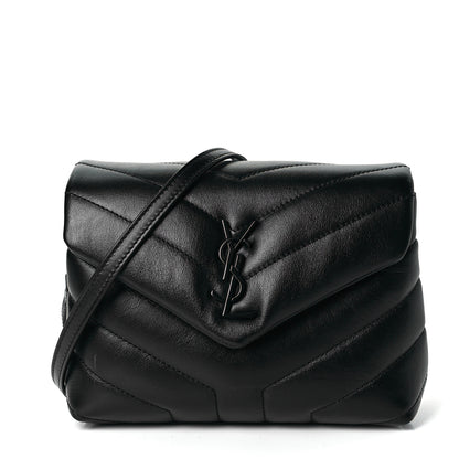 Saint Laurent Calfskin Y Quilted Monogram Toy Loulou Crossbody Bag Black 1 of 8