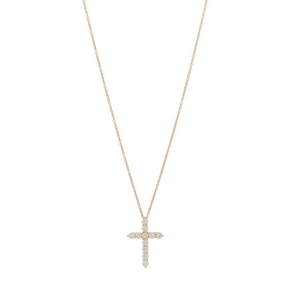 Tiffany 18K Rose Gold Diamond Cross Pendant Necklace 1 of 6