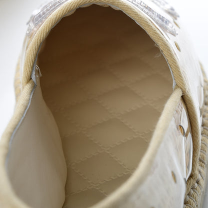 Chanel PVC Straw CC Espadrilles 38 Beige 10 of 11