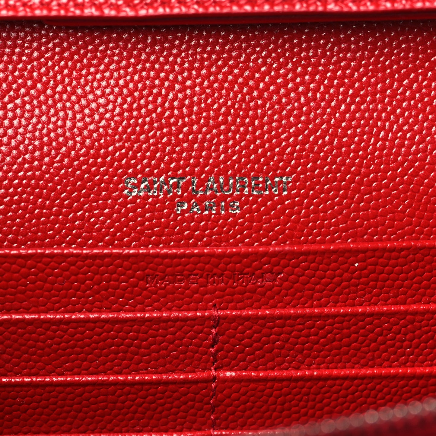 Grain De Poudre Matelasse Chevron Monogram Chain Wallet Red
