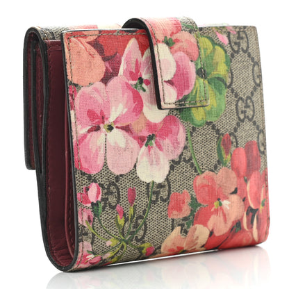 Gucci GG Supreme Monogram Blooms French Flap Wallet Beige Multicolor Dry Rose 3 of 11