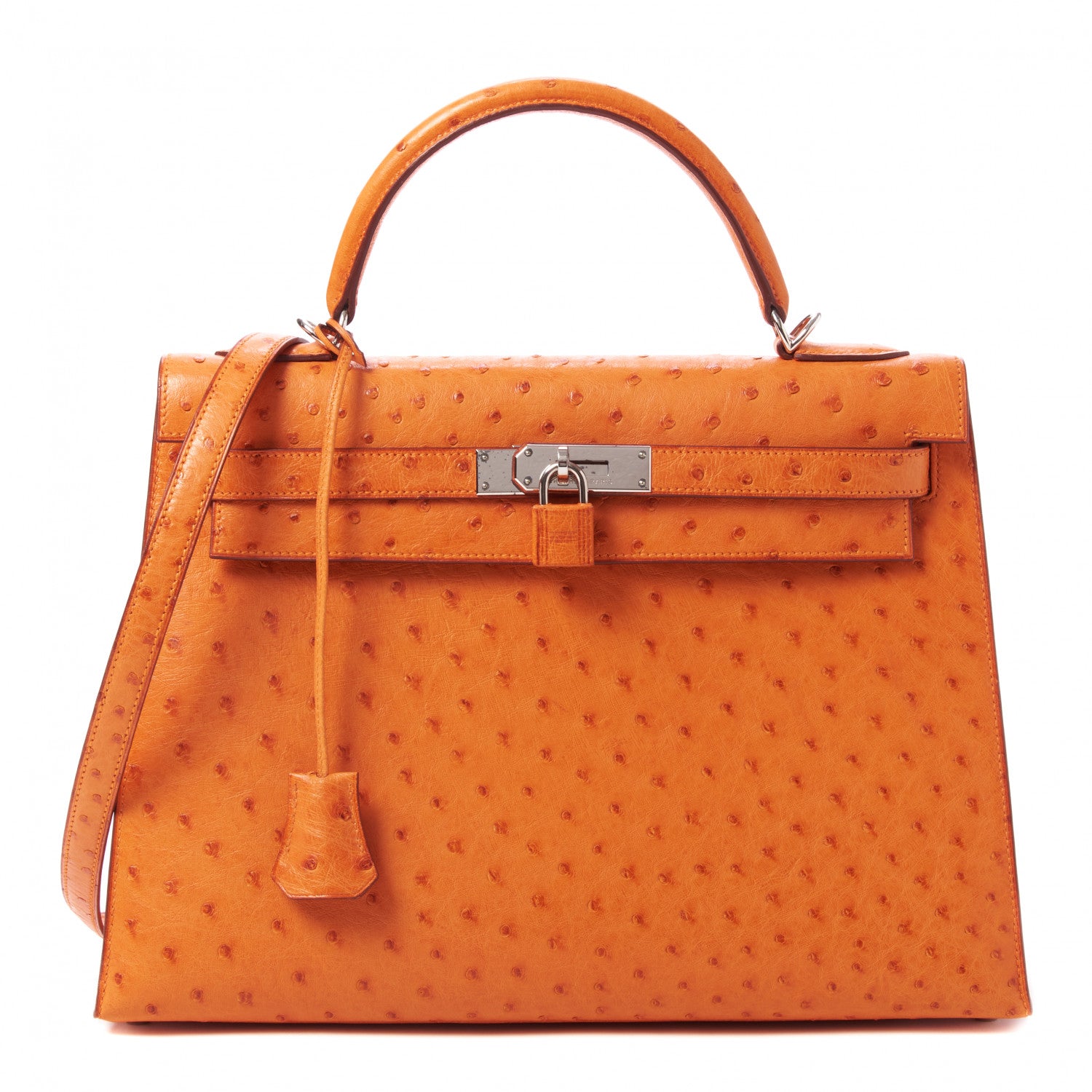 Hermes Ostrich Kelly Sellier 32 Orange 1 of 35