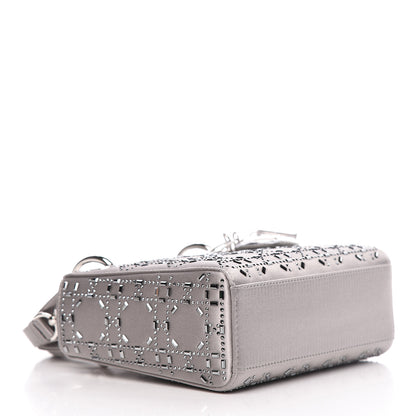 Christian Dior Satin Crystal Cannage Mini Lady Dior Gray 4 of 9