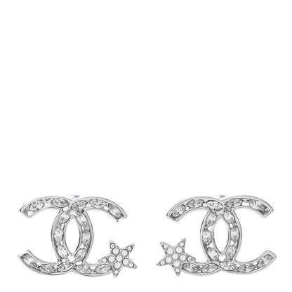 Chanel Crystal CC Starfall Earrings Silver 1 of 5
