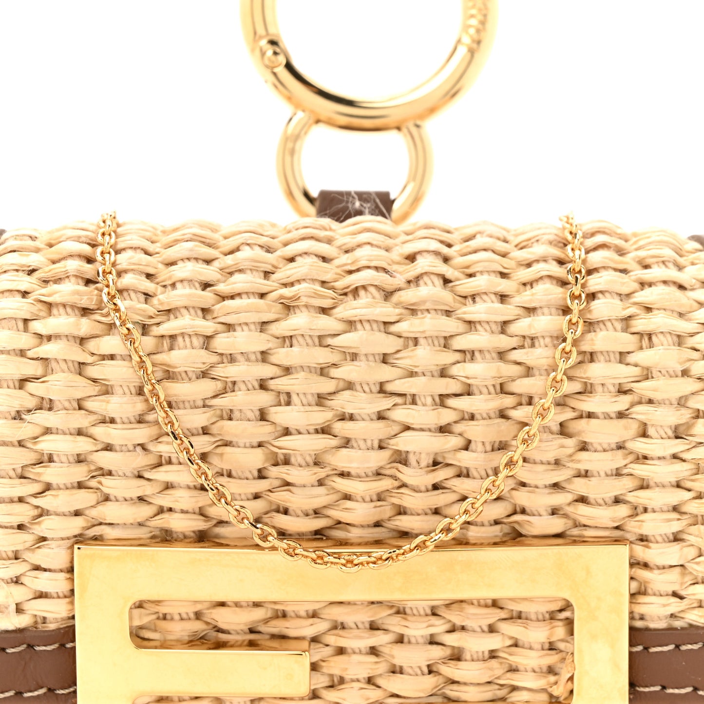Macrame Crochet Vitello Grace Nano Maxi Buckle Baguette Charm Natural Gianduia
