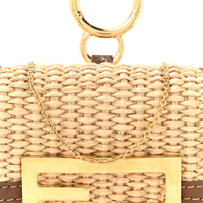 Fendi Macrame Crochet Vitello Grace Nano Maxi Buckle Baguette Charm Natural Gianduia 15 of 17