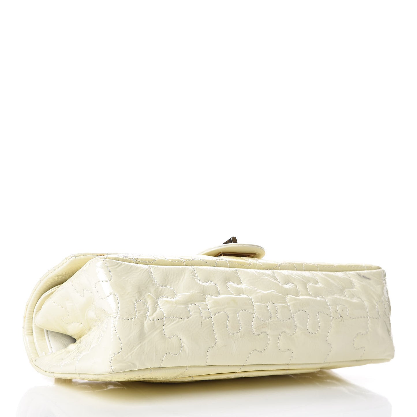 Crackled Patent Calfskin Puzzle 2.55 Reissue East West Flap White