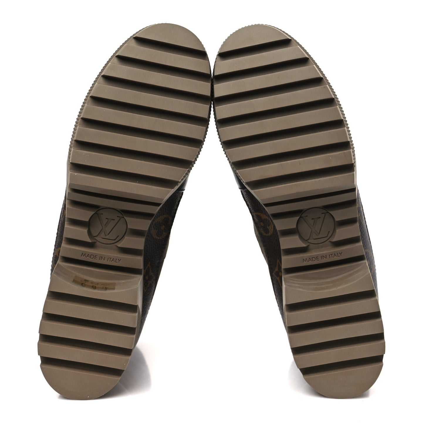 Suede Calfskin Monogram Laureate Platform Desert Boots 40 Taupe