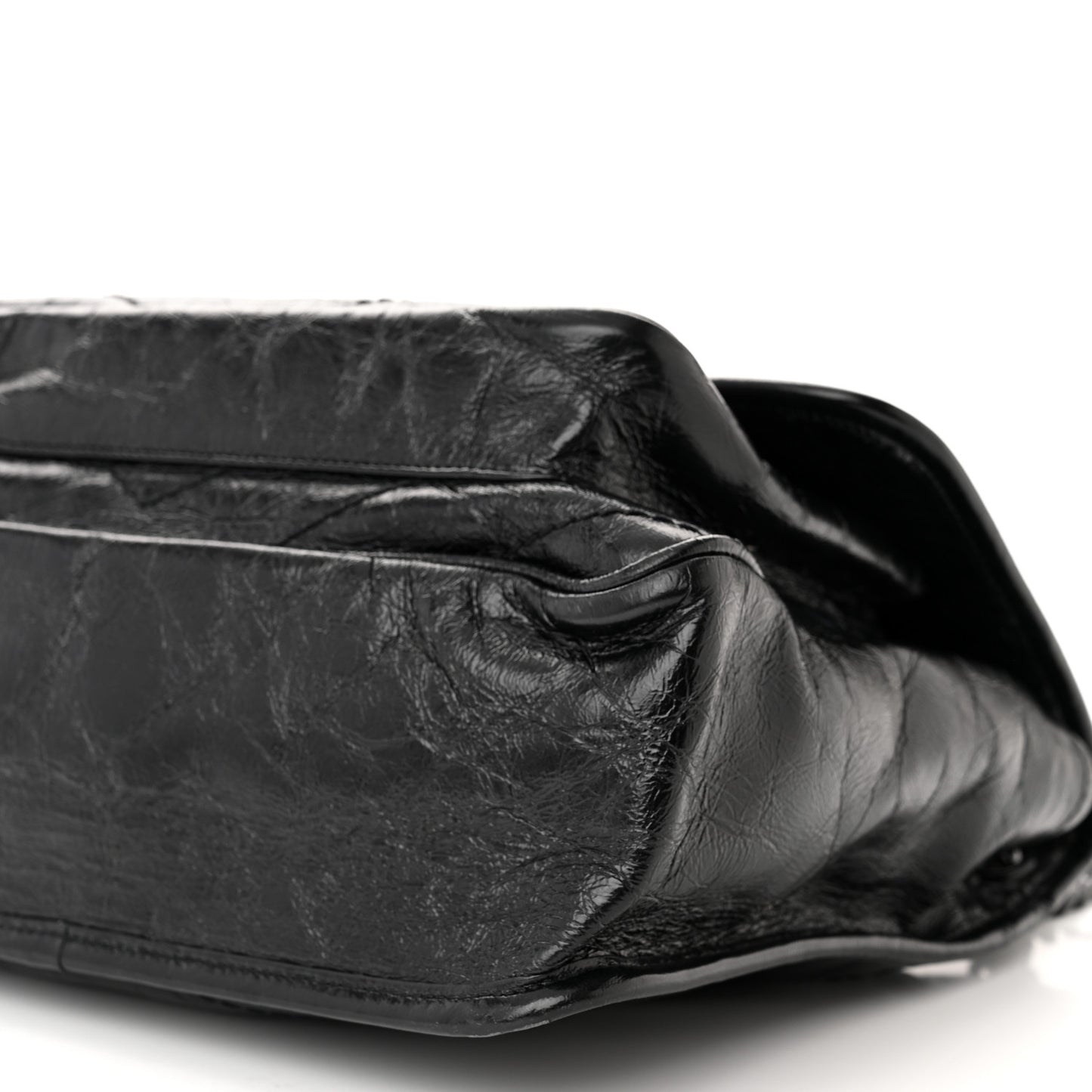 Crinkled Calfskin Matelasse Monogram Medium Niki Chain Satchel Black