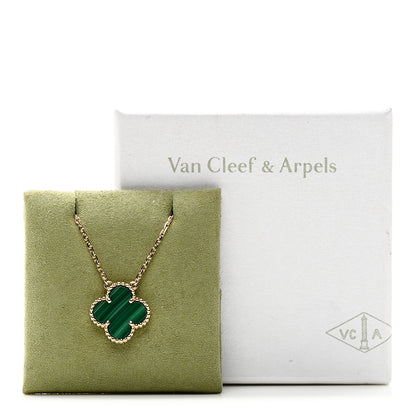 Van Cleef & Arpels 18K Yellow Gold Malachite Vintage Alhambra Pendant Necklace 6 of 6