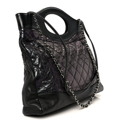 Chanel Crumpled Calfskin Quilted 31 Large Shopping Bag Black 3 of 10