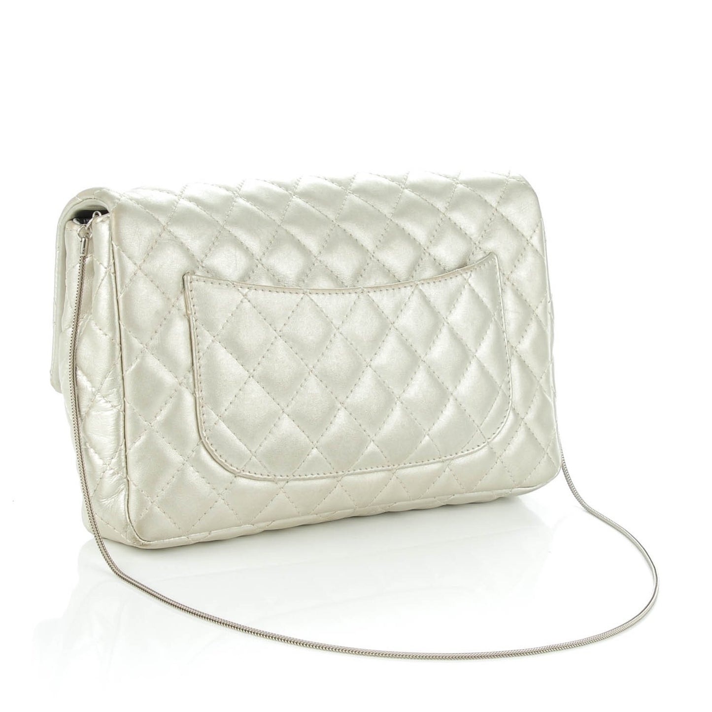 Metallic Calfskin Quilted 2.55 Reissue Clutch Silver