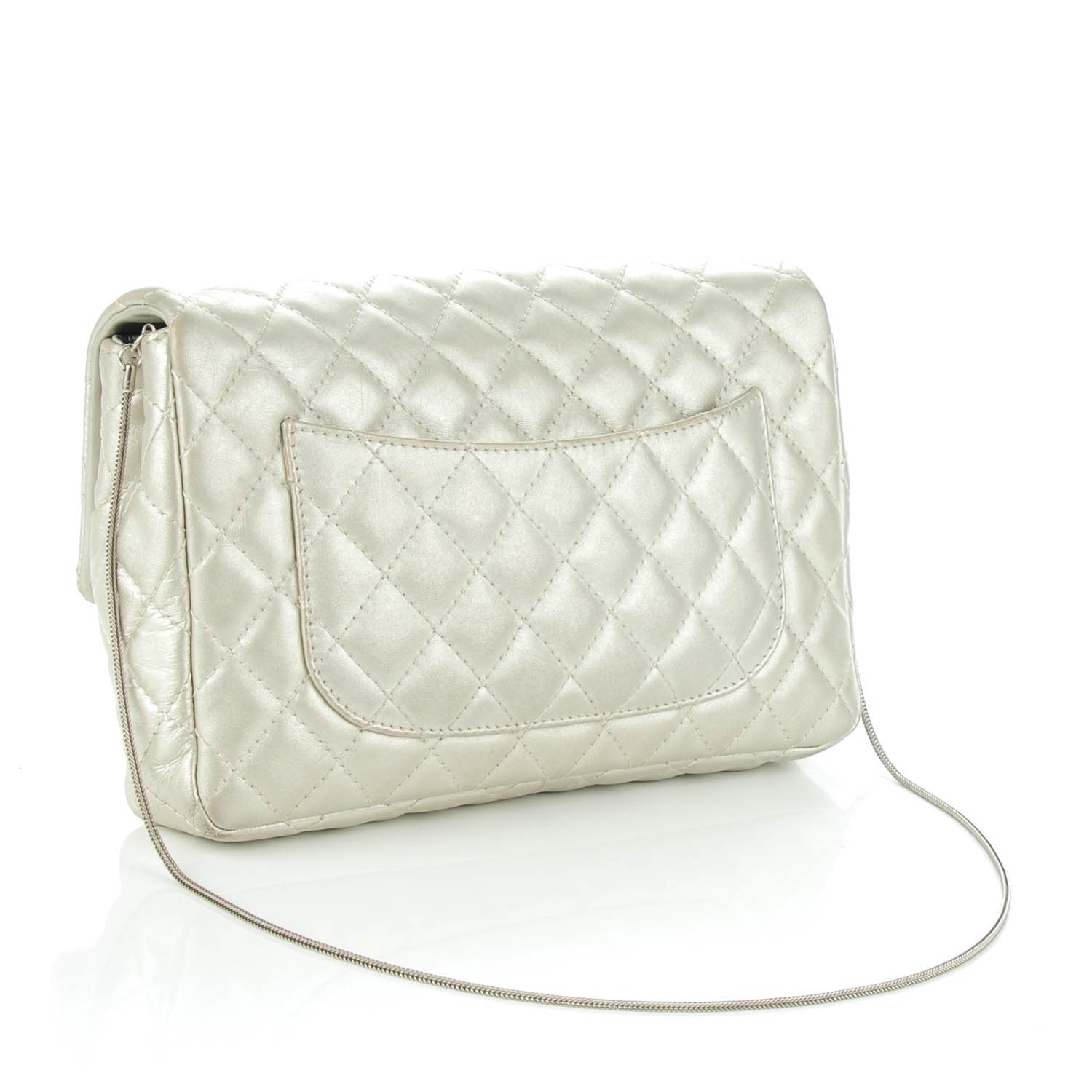 Chanel Metallic Calfskin Quilted 2.55 Reissue Clutch Silver 3 of 7