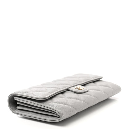 Chanel Caviar Quilted Large Gusset Flap Wallet Grey 4 of 7