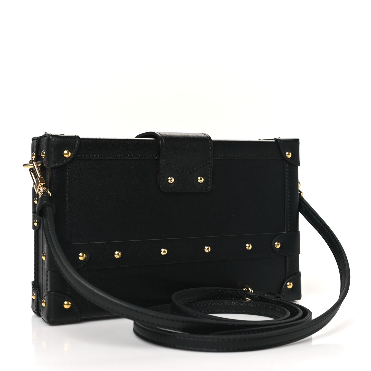 Calfskin Metal Monogram Petite Malle Black