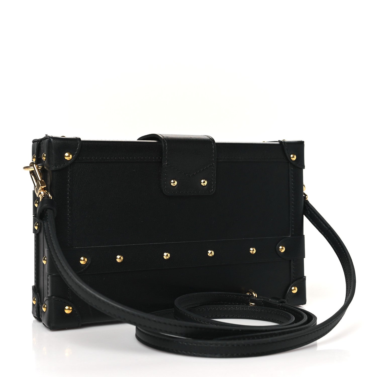 Louis Vuitton Calfskin Metal Monogram Petite Malle Black 3 of 10