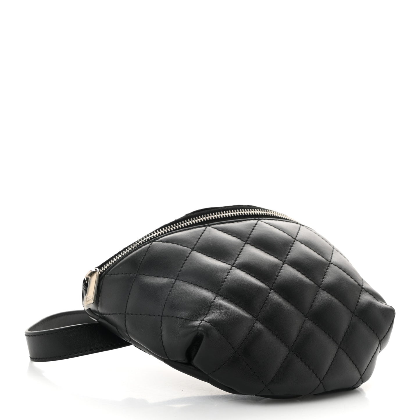 Calfskin Quilted Waist Belt Bag Black