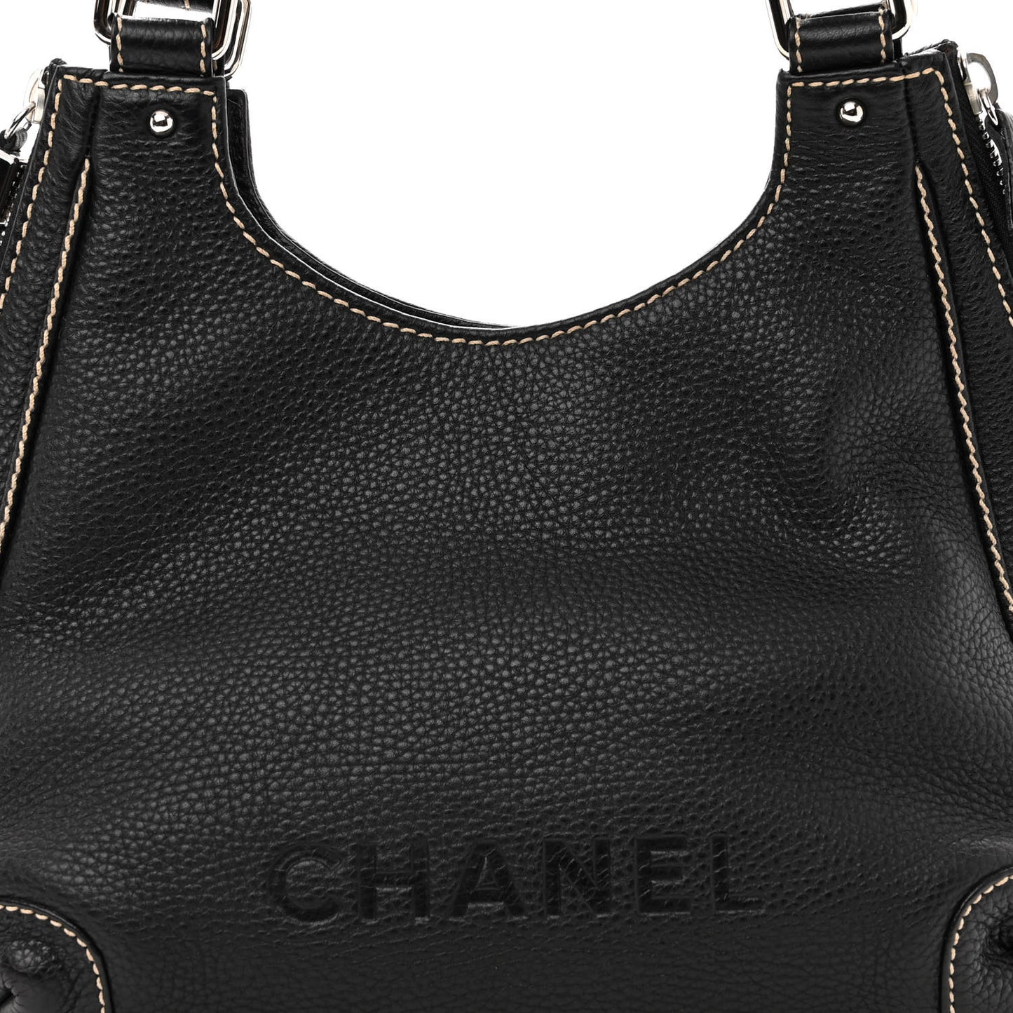 Grained Calfskin Tassel Hobo Black