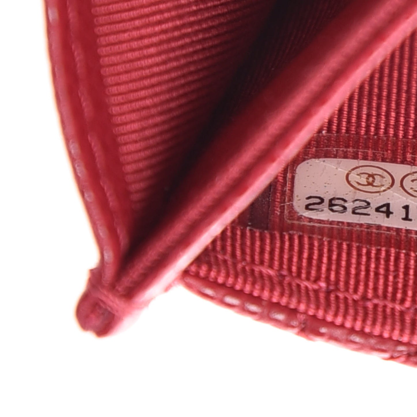 Caviar Quilted Flap Card Holder Dark Red