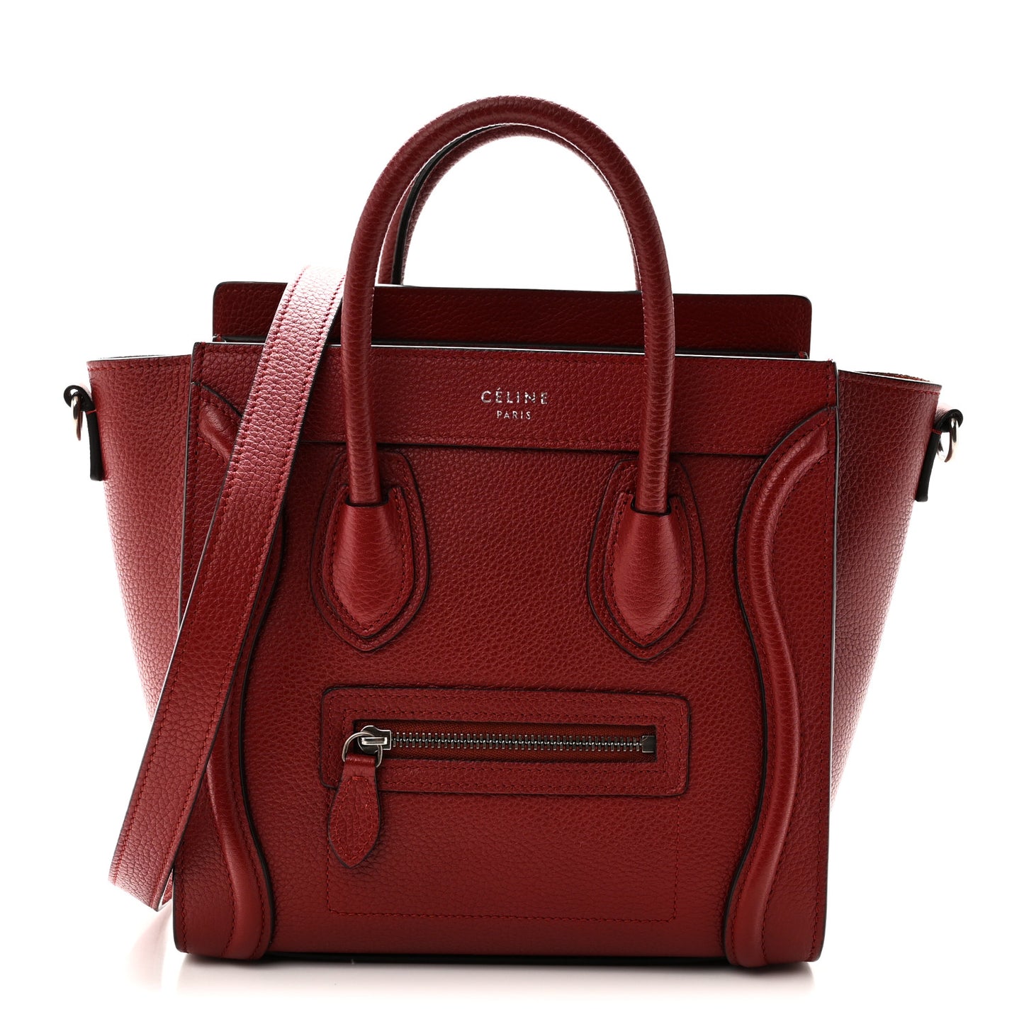 Drummed Calfskin Nano Luggage Merlot