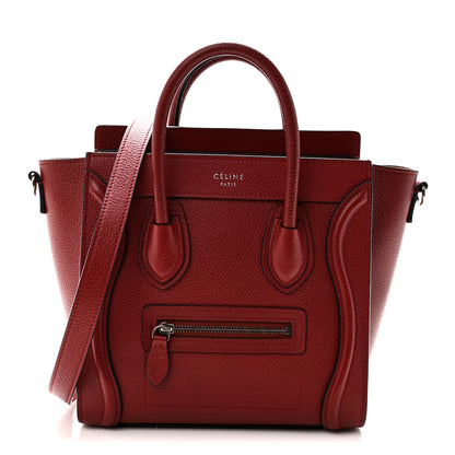 Celine Drummed Calfskin Nano Luggage Merlot 1 of 9