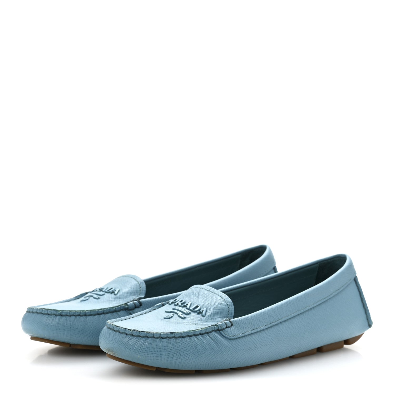 Prada Saffiano Logo Womens Loafers 39 Turchese 4 of 11