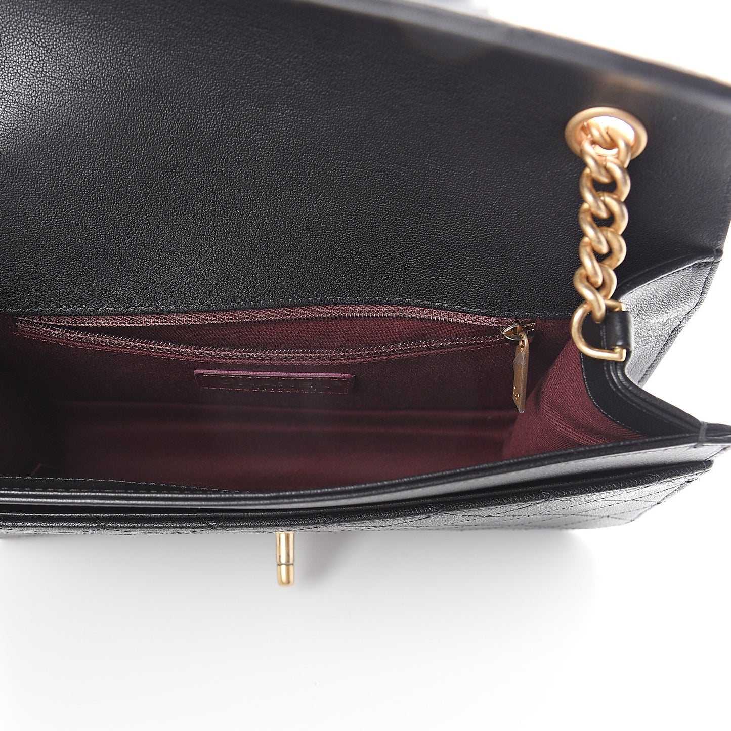 Goatskin Stitched Flap Bag Black
