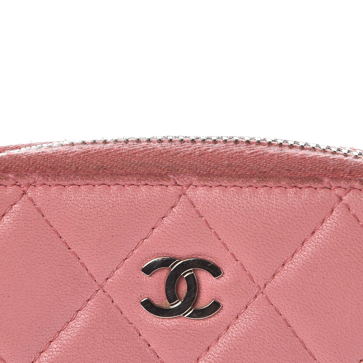 Chanel Lambskin Quilted Zip Around Coin Purse Wallet Pink 8 of 14
