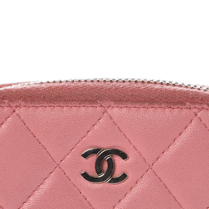 Chanel Lambskin Quilted Zip Around Coin Purse Wallet Pink 8 of 14