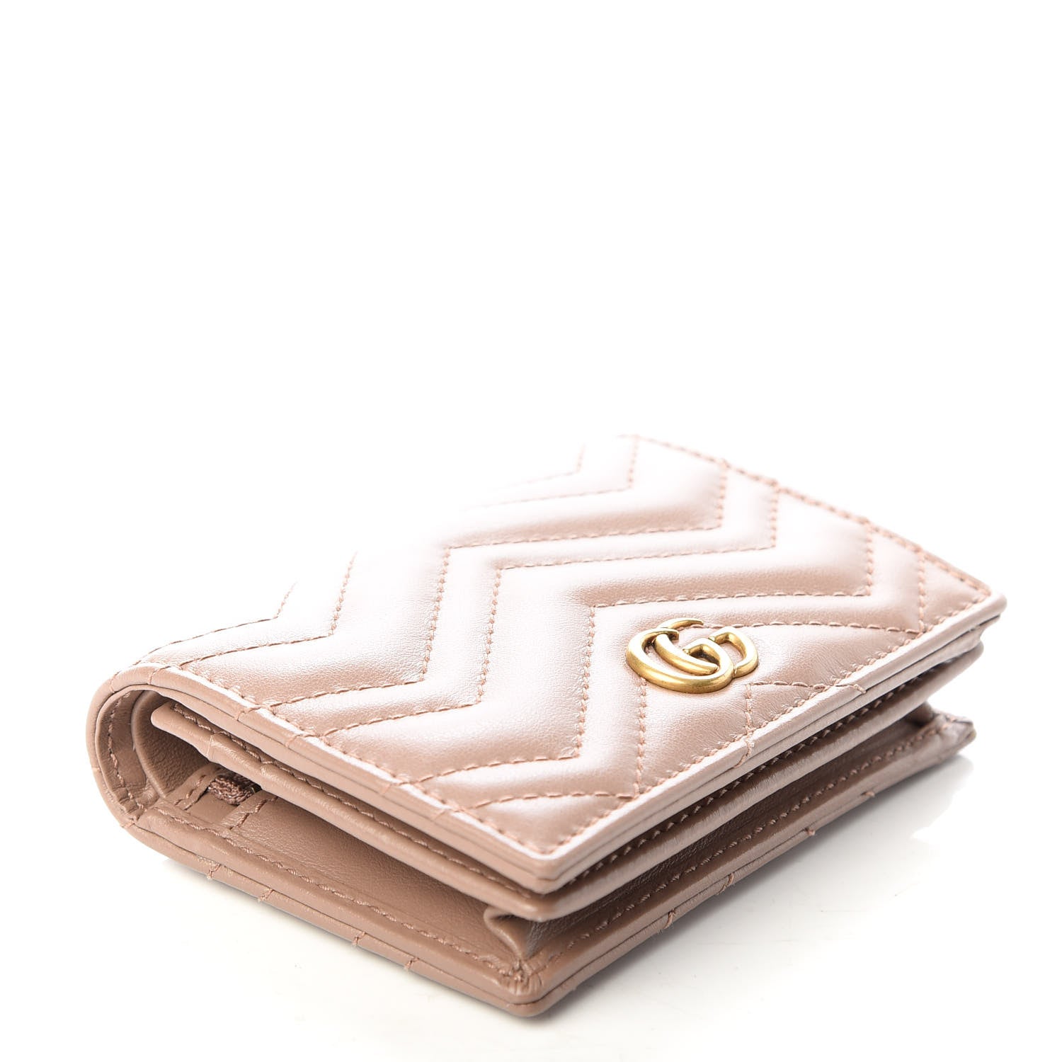 Gucci Calfskin Matelasse GG Marmont Card Case Wallet Porcelain Rose 3 of 7