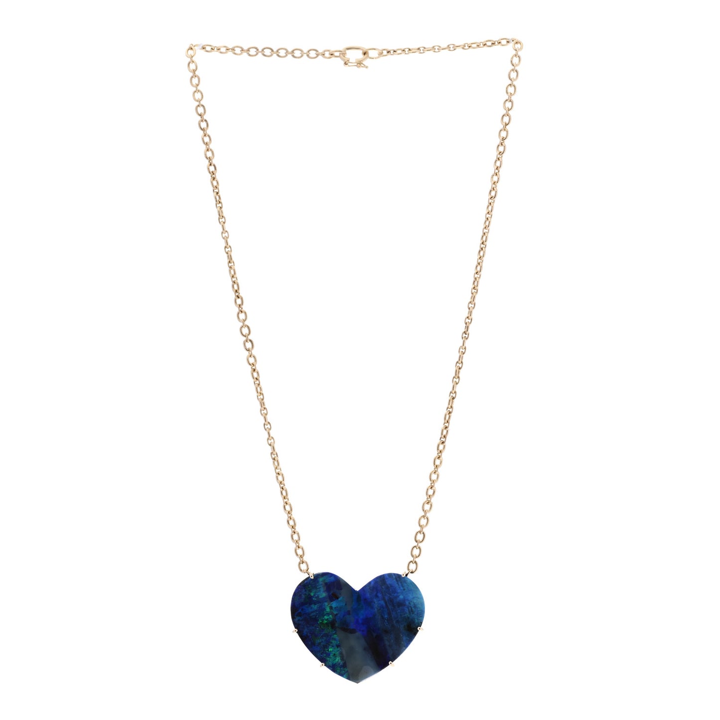 18K Yellow Gold Boulder Opal One of a Kind Love Pendant Necklace