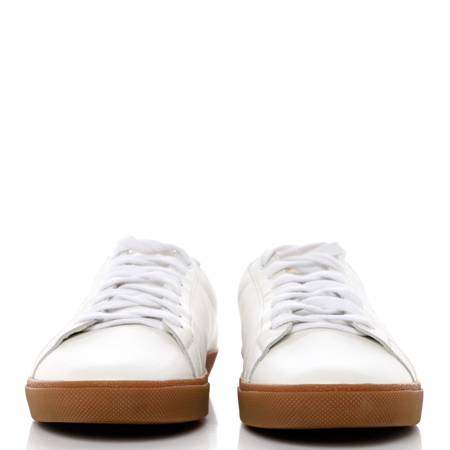Calfskin Embroidered Mens Court Classic Sneakers 41.5 White