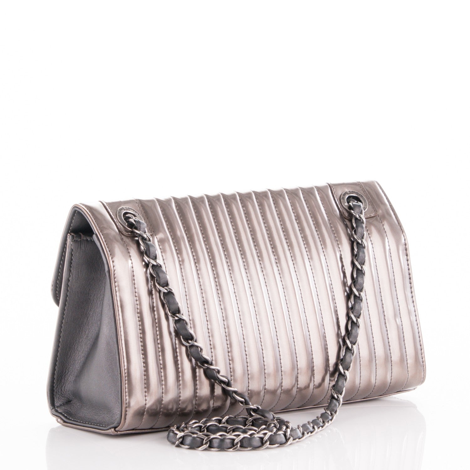 Chanel Metallic Calfskin Maharaja Express Flap Silver 3 of 6