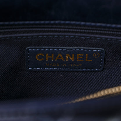 Chanel Calfskin Chevron Quilted Medium Coco Handle Flap Blue 6 of 11