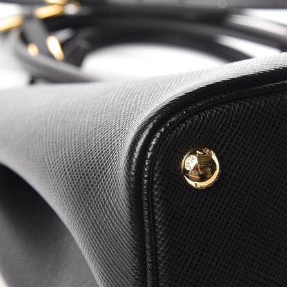 Prada Saffiano Cuir Large Double Bag Black Cipria 16 of 16