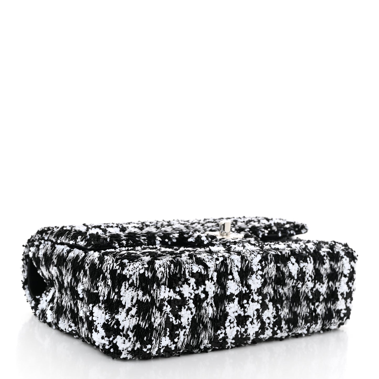 Sequin Houndstooth Medium Flap Black White