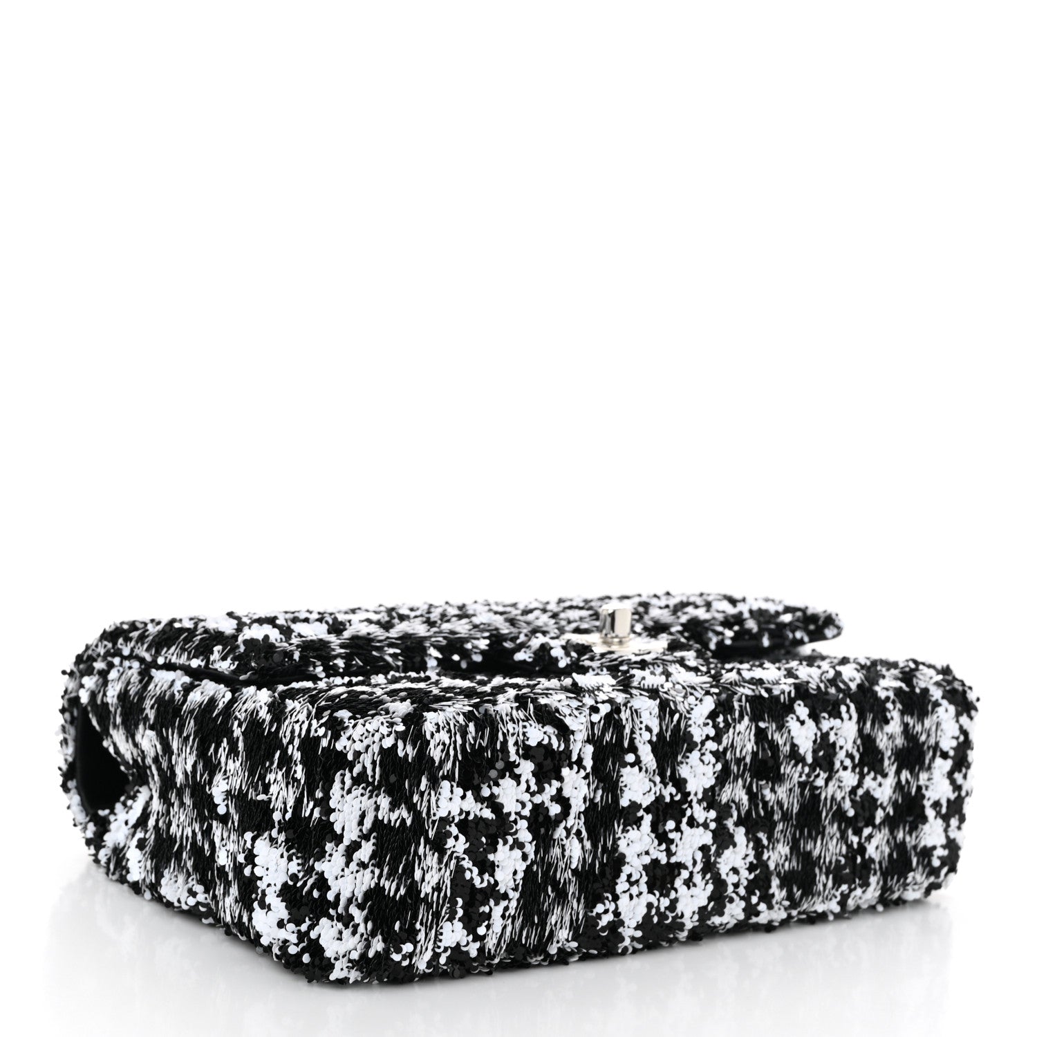 Chanel Sequin Houndstooth Medium Flap Black White 4 of 10