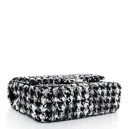 Chanel Sequin Houndstooth Medium Flap Black White 4 of 10