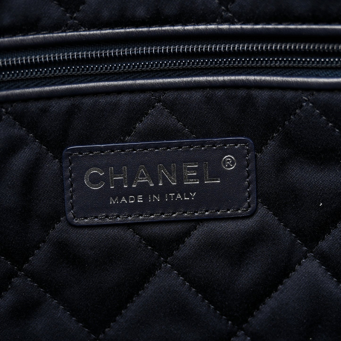 Shiny Calfskin Quilted Small Chanel 22 Navy