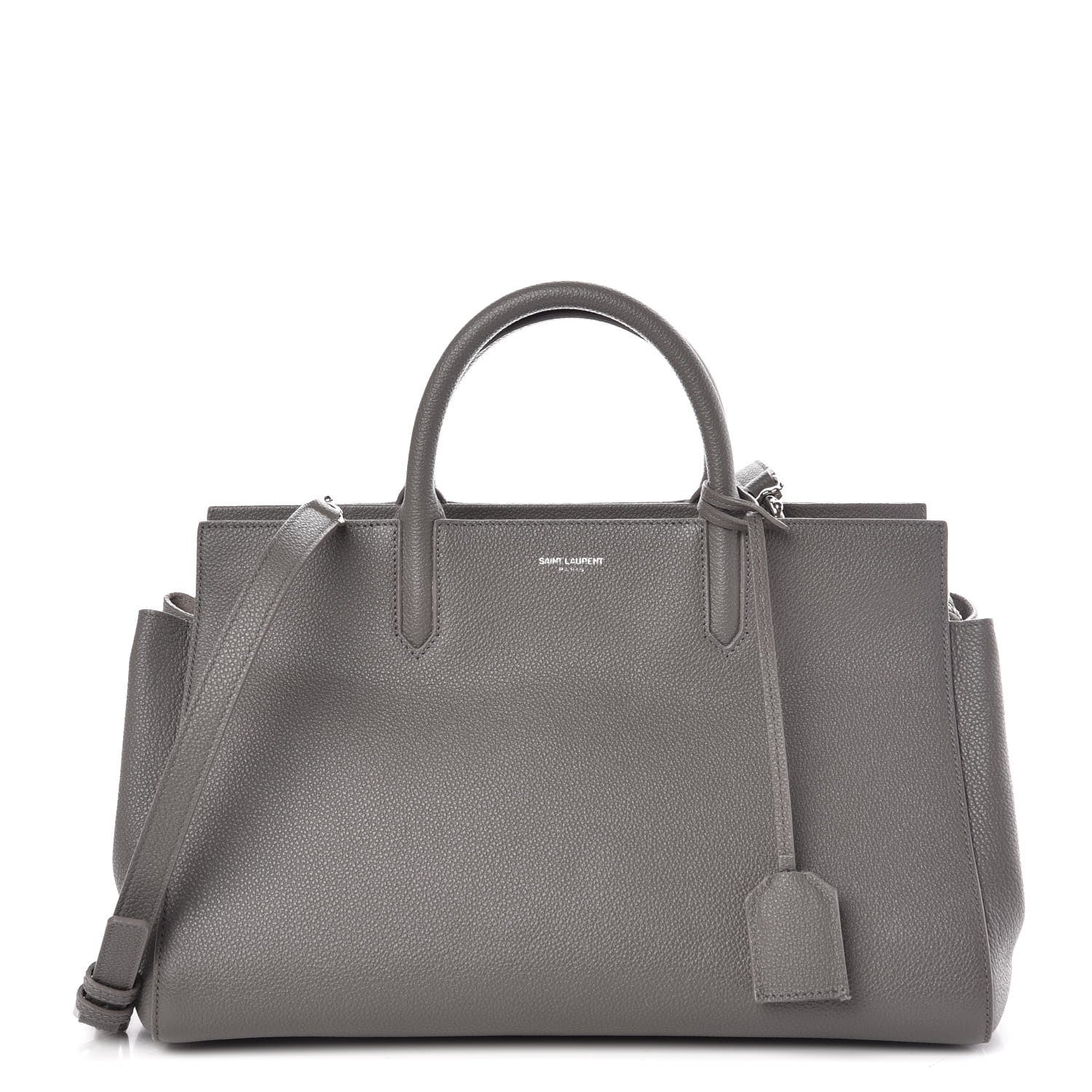 Saint Laurent Grained Calfskin Small Cabas Rive Gauche Fog 1 of 14